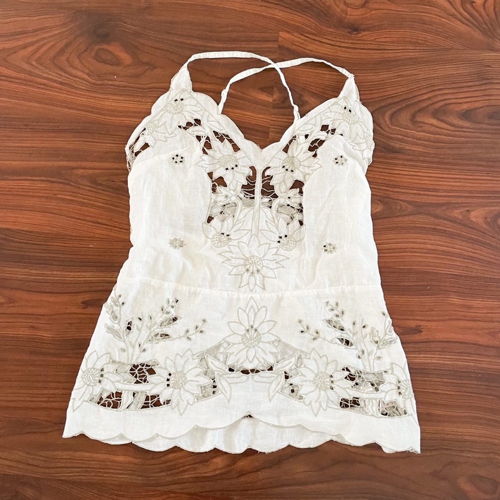 Free People Flower Lace Tanks size Medium Cream Off White